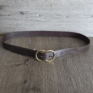 Banana Rupublic Factory Brown Faux Leather Belt Double Ring Buckle Large